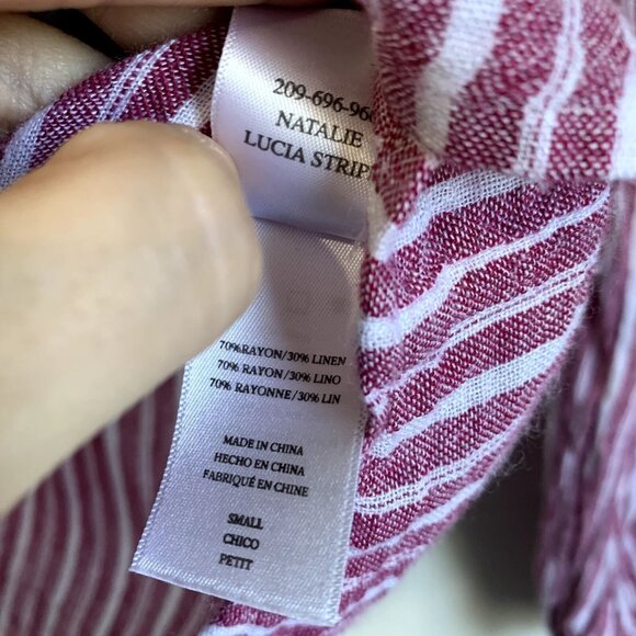 Rails Women’s Small Natalie Lucia Red Stripe Button Up Top Linen Coastal Beachy - Picture 6 of 7